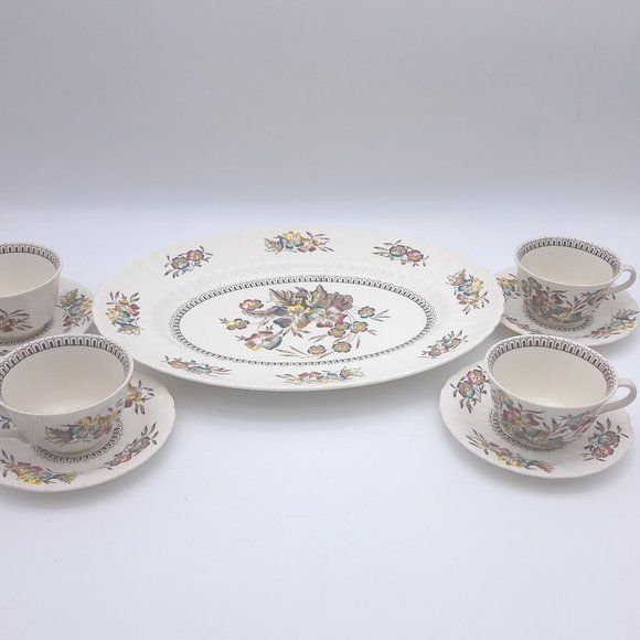 Serving Platter and Teacups -Meadow by Wade - Picture 1 of 11